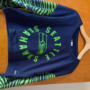 Seattle Seahawks women's crop top fleece  long sleeve  - Blue and Green